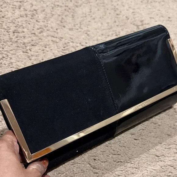 Aldo Black Clutch with Gold Trim - Picture 1 of 6